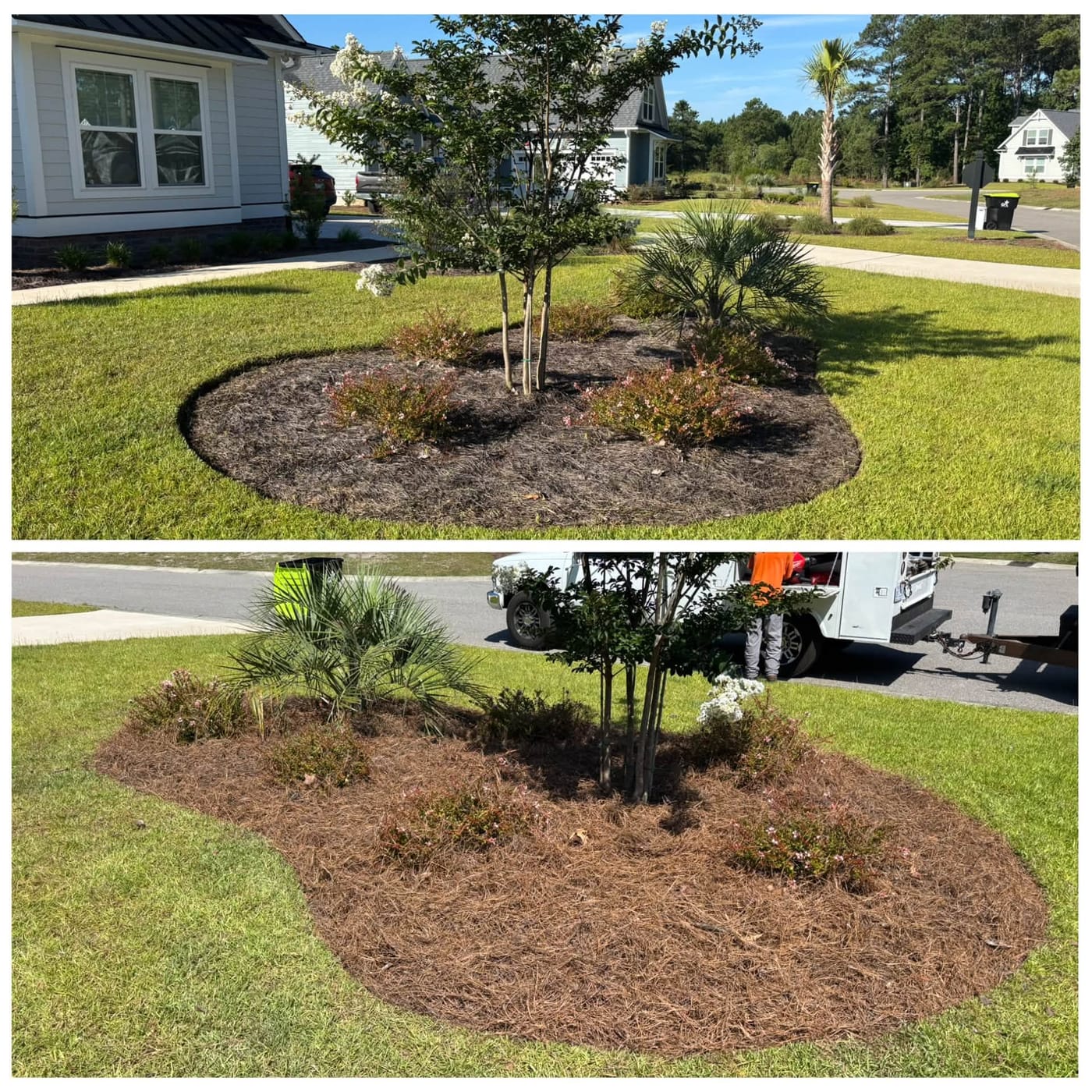 Fresh mulch and landscaped beds by On Edge Lawn Care