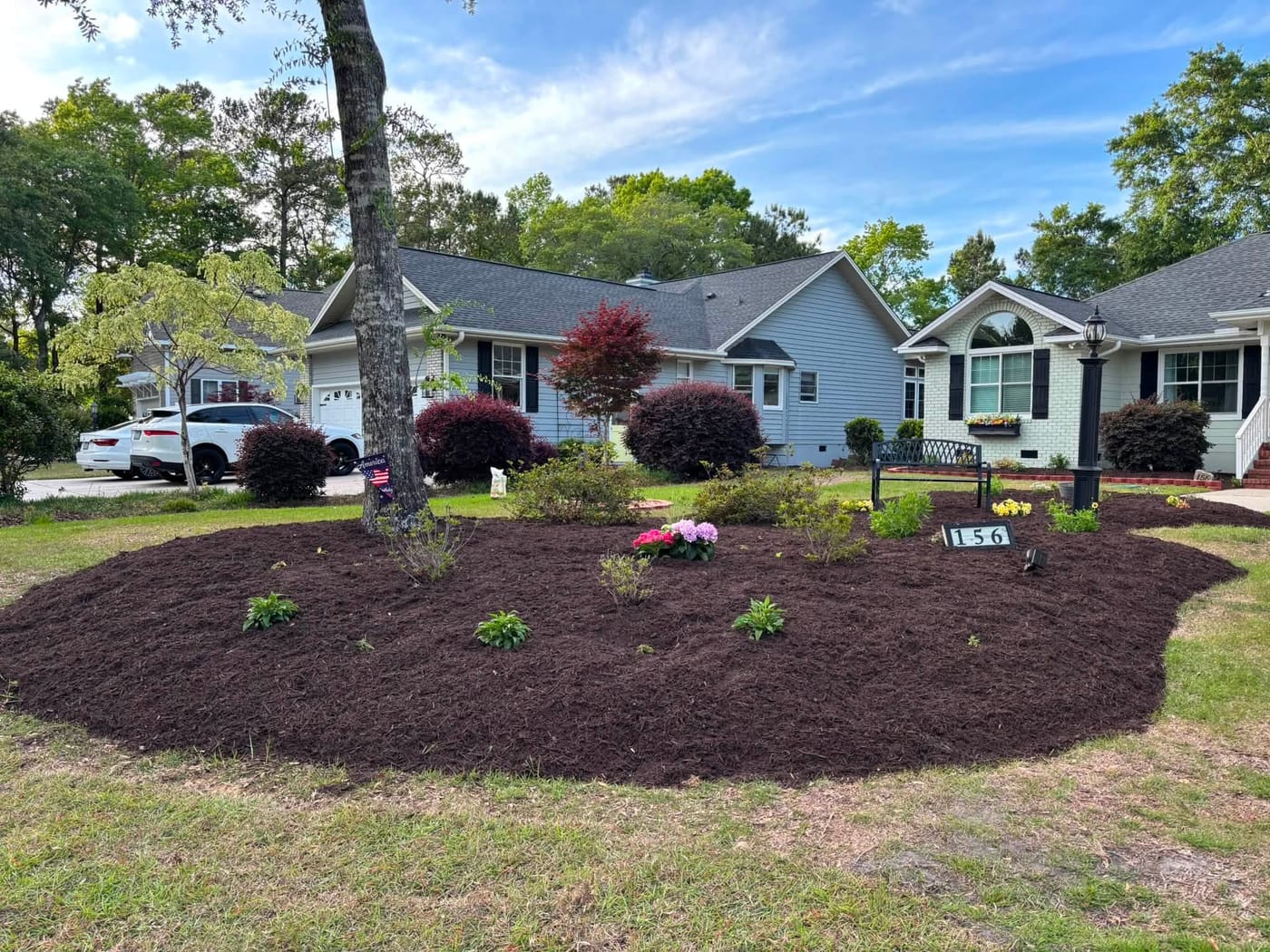 Curb appeal after a full lawn and landscaping service